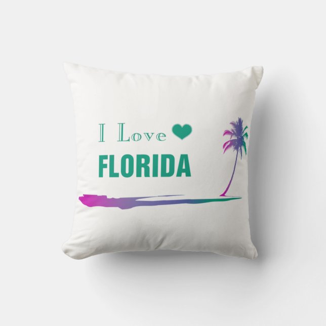 I Love Florida Colourful Green Cushion (Front)
