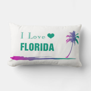I Love Florida Colourful Green Lumbar Cushion