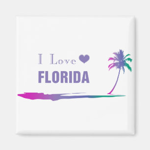 I Love Florida Colourful Purple Magnet