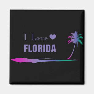 I Love Florida Colourful Purple Magnet