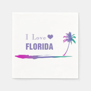 I Love Florida Colourful Purple Napkin