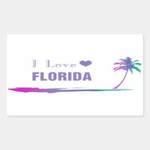 I Love Florida Colourful Purple Rectangular Sticker