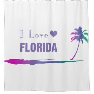 I Love Florida Colourful Purple Shower Curtain