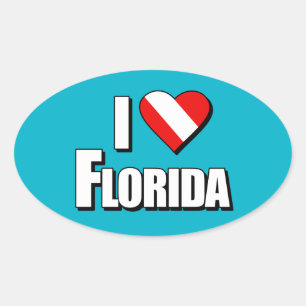 I Love Florida Diving Oval Sticker