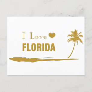 I Love Florida Gold Postcard