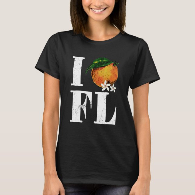 I Love Florida Orange Fruits States American T-Shirt (Front)