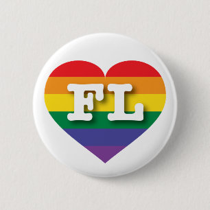 I Love Florida Rainbow Heart 6 Cm Round Badge