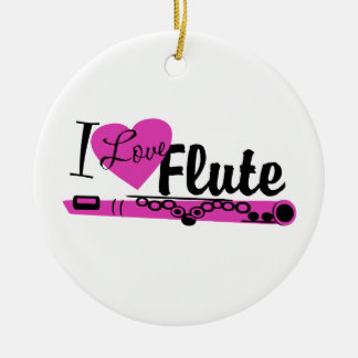 I Love Flute Marching Band Photo Ceramic Tree Decoration