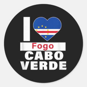 I Love Fogo Cabo Verde With Cape Verde Flag Heart Classic Round Sticker