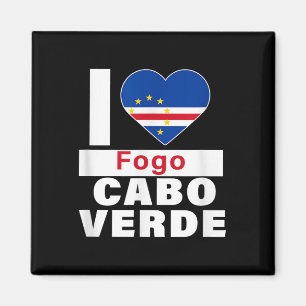 I Love Fogo Cabo Verde With Cape Verde Flag Heart  Magnet