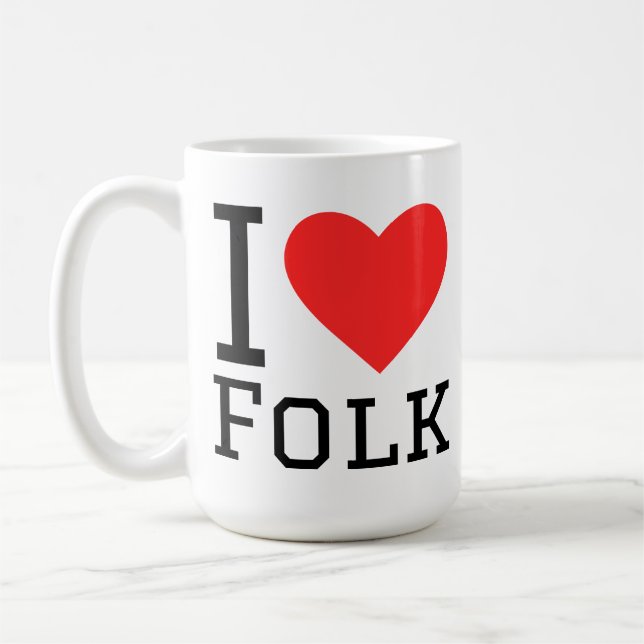 I love folk coffee mug (Left)