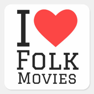 I love folk movies  square sticker