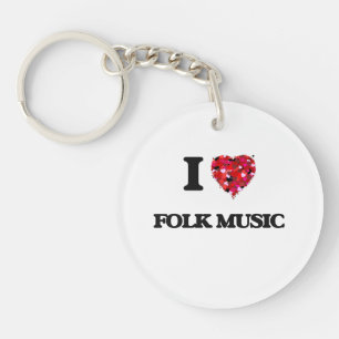 I Love Folk Music Key Ring