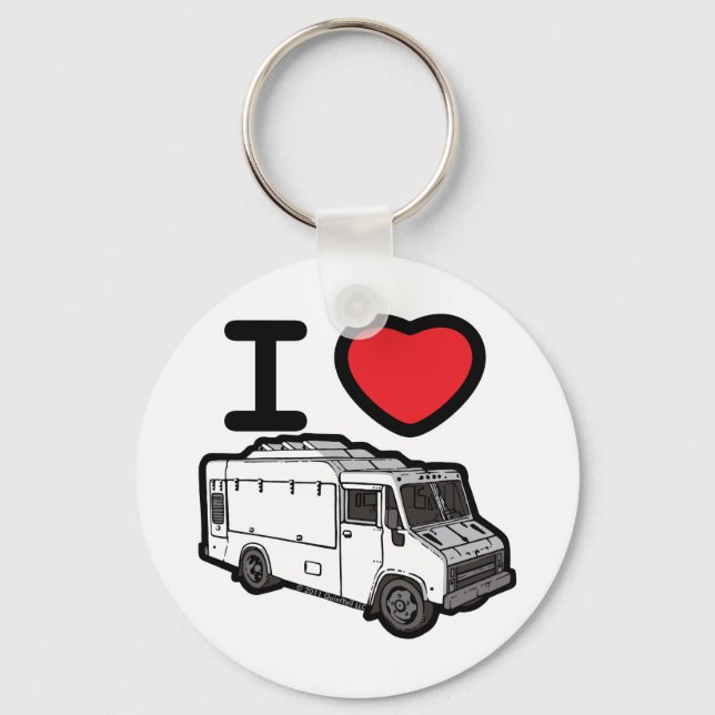 I Love Food Trucks! Key Ring (Front)
