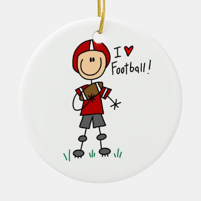 I Love Football Ceramic Tree Decoration (Front)