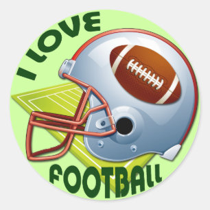 I LOVE FOOTBALL CLASSIC ROUND STICKER