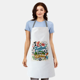 I Love Football Fans Kitchen Graphic Design Apron