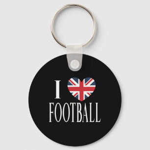 I Love Footll Great Britain Flag Heart Soccer Love Key Ring
