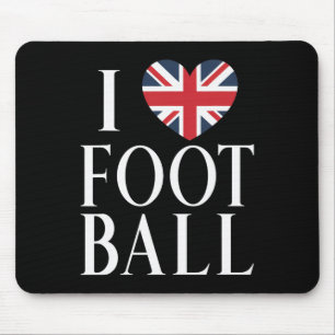 I Love Footll Soccer Lover Great Britain Flag Hear Mouse Pad