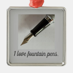 I Love Fountain Pens Metal Tree Decoration
