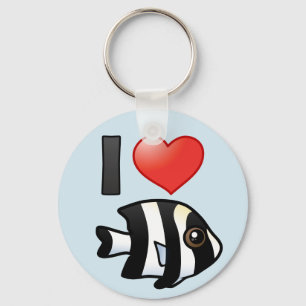 I Love Four Stripe Damselfish Key Ring