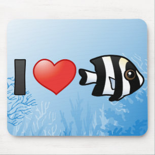 I Love Four Stripe Damselfish Mouse Pad