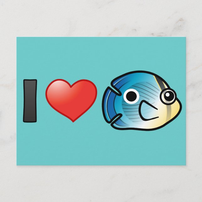 I Love Foureye Butterflyfish Postcard (Front)