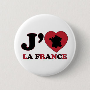 I Love France 6 Cm Round Badge