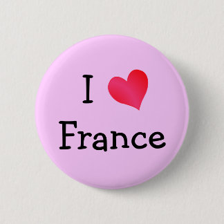 I Love France 6 Cm Round Badge