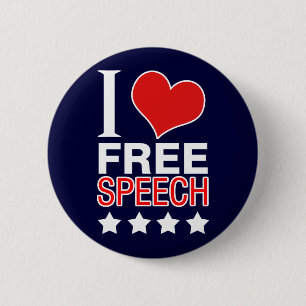 I love free speech 6 cm round badge