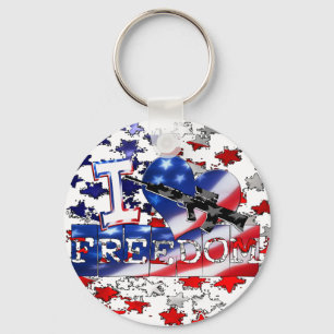 I LOVE FREEDOM - FIGHT FOR IT (GUN SYMBOL) KEY RING