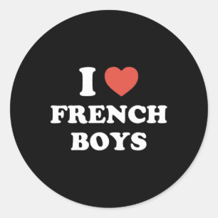I Love French Boys Y2k Valentine Aesthetic  Classic Round Sticker