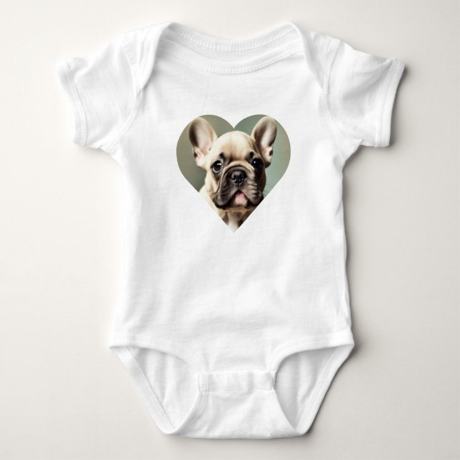 I LOVE FRENCH BULLDOGS! A FRENCH BULLDOG IN HEART BABY BODYSUIT (Front)