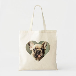 I LOVE FRENCH BULLDOGS! A FRENCH BULLDOG IN HEART TOTE BAG