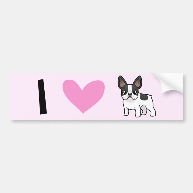 I Love French Bulldogs Bumper Sticker (Front)