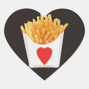 I Love French Fries Heart Sticker