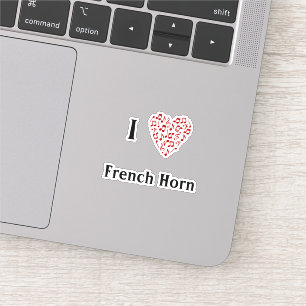 I Love French Horn Red Heart of Music Notes Vinyl