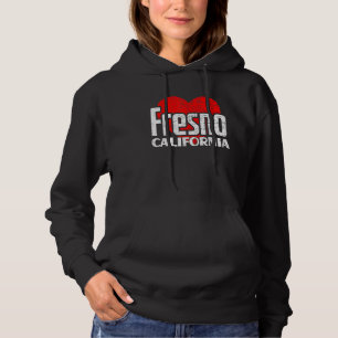 I Love Fresno California Retro Big Heart Fresno Va Hoodie