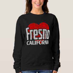 I Love Fresno California Retro Big Heart Fresno Va Sweatshirt
