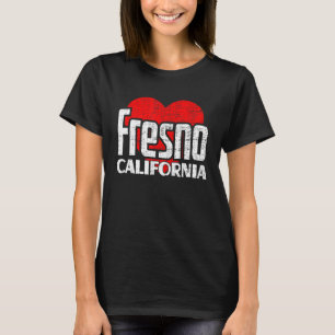 I Love Fresno California Retro Big Heart Fresno Va T-Shirt