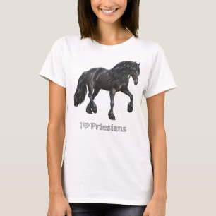 I Love Friesians Black Friesian Draught Horse Love T-Shirt