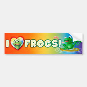 I Love Frogs fun wacky bumper sticker