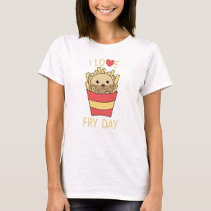 I Love Fry Day Funny Otter French Fries Friday T-Shirt