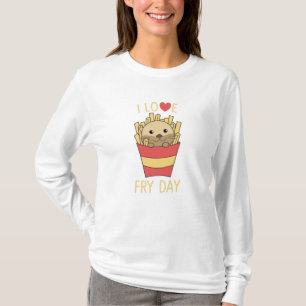 I Love Fry Day Funny Otter French Fries Friday T-Shirt