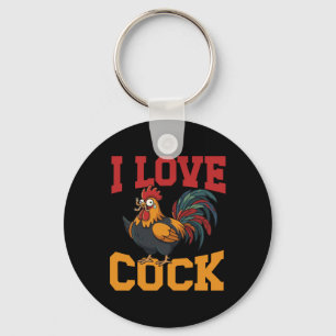 I Love Funny Rooster Chicken Farm Humour _1  Key Ring