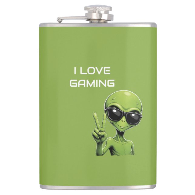 I love gaming hip flask (Front)