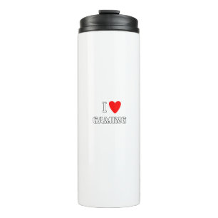 I Love Gaming Red Heart Typography Thermal Tumbler