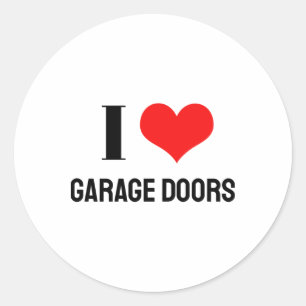 I Love Garage Doors Christmas Red Heart Funny Gift Classic Round Sticker