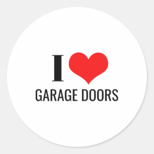 I Love Garage Doors Funny Christmas Red Heart Gift Classic Round Sticker