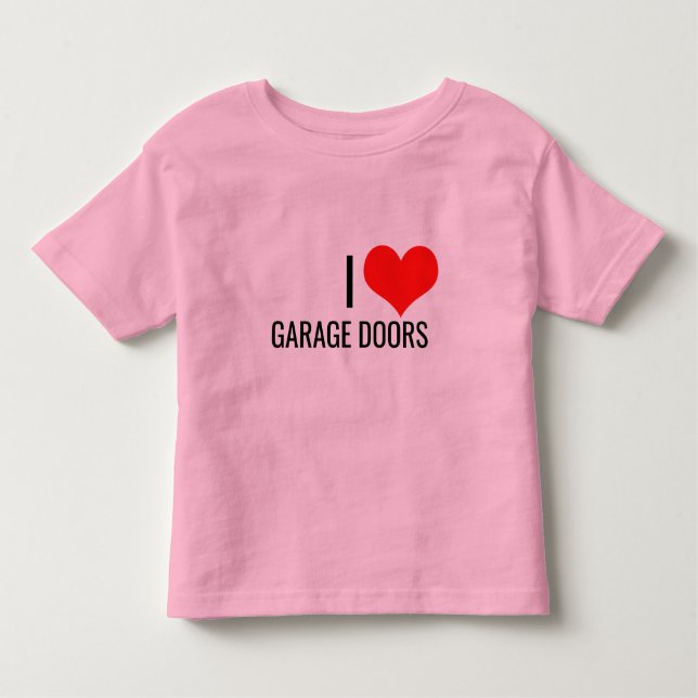 I Love Garage Doors Red Heart Christmas Gift Pink Toddler T-Shirt (Front)